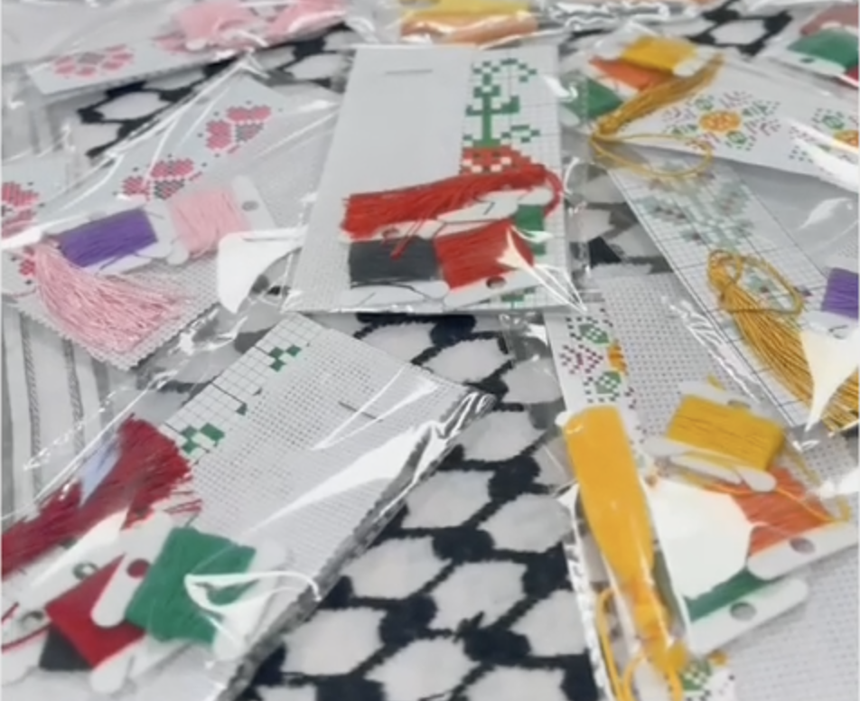 Embroidery materials on a table